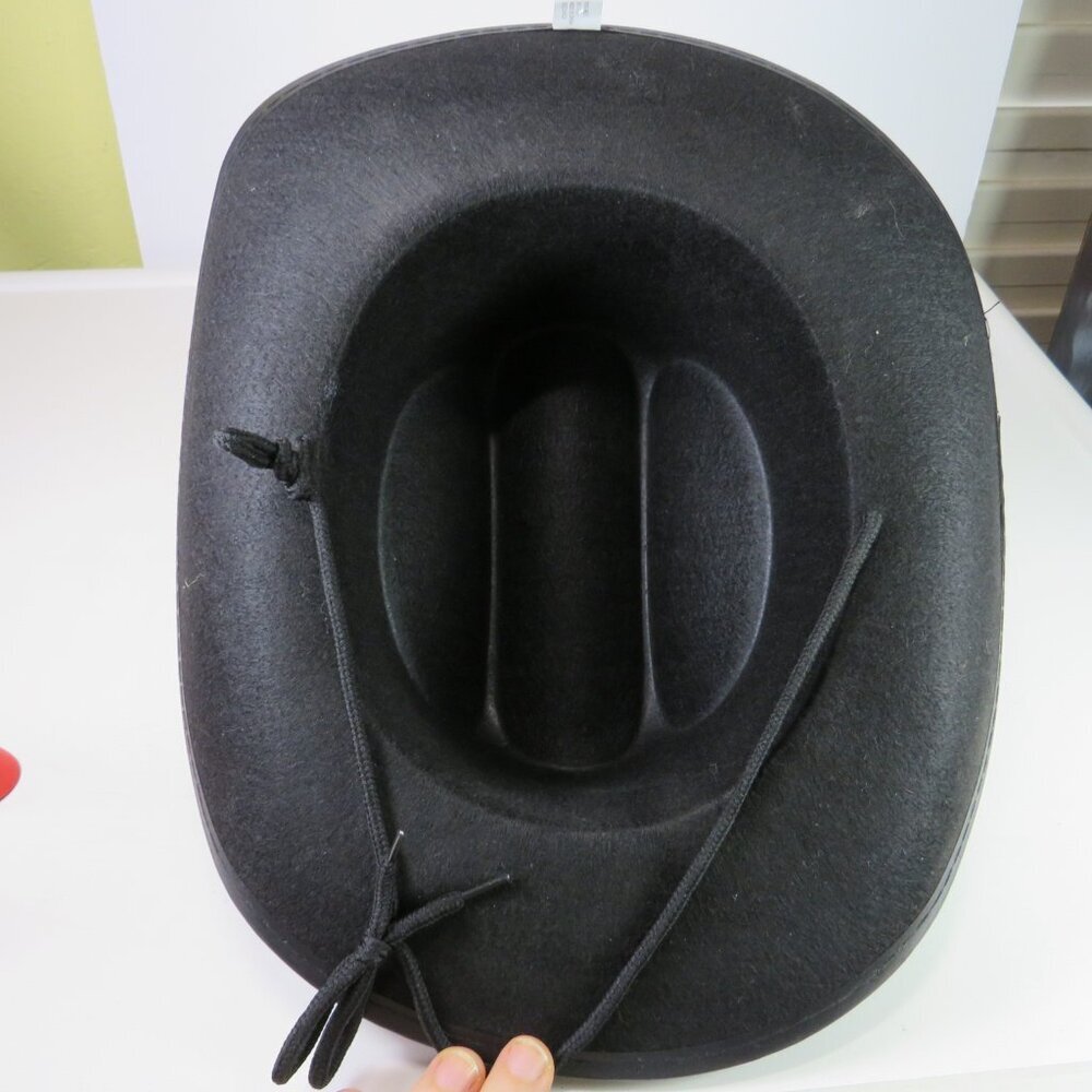 VTG Black Western Firm Felt Hat w sheriff's badge attached CHILD SIZE - Picture 8 of 8